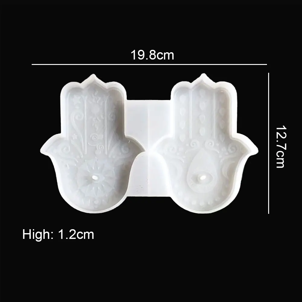 For Fun Fatima Lucky Hand Silicone Mold Hamasa Hand for Cement Incense Holder Tray Concrete Incense DIY Cement Bracket Mould silicone mold