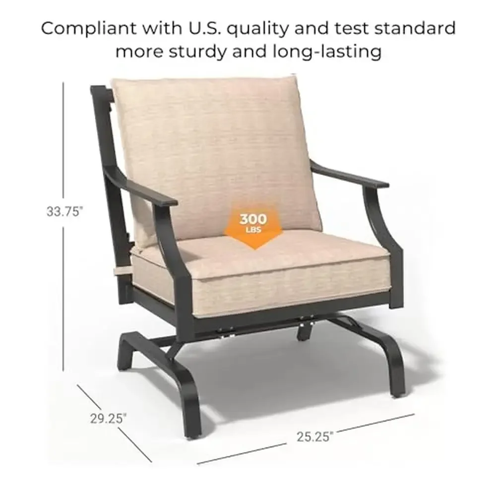 Outdoor Rocking Chair Set with Thick Cushions 2-Pieces Garden Porch Poolside Upgraded Comfort and Sturdy Steel Construction 3