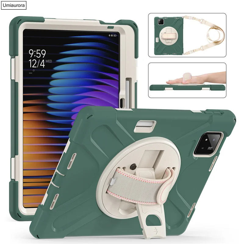 Shockproof Rugged Tablet Case with Stand & Hand Shoulder Strap - Enhanced Protection Cover