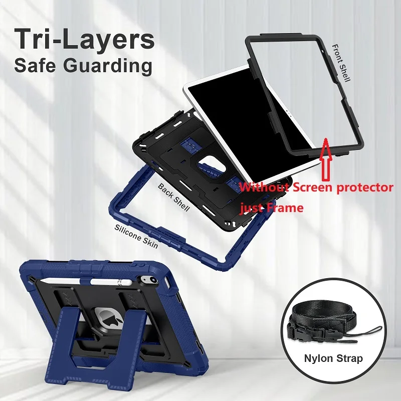 Shockproof Safe PC Silicone Hybrid Stand Tablet Cover