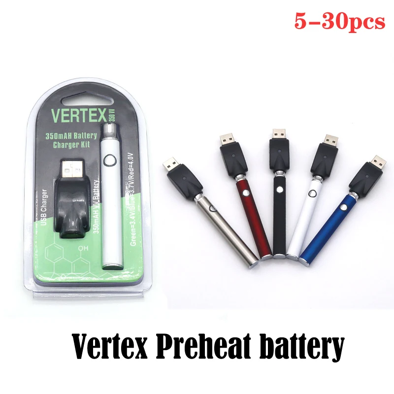 

5-30pcs Vertex 510 Thread Preheat battery Charger Kit 350mAh/650mAh/900mAh/1100mAh Battery Vape Pen E-cig For Wax Oil Cartridge