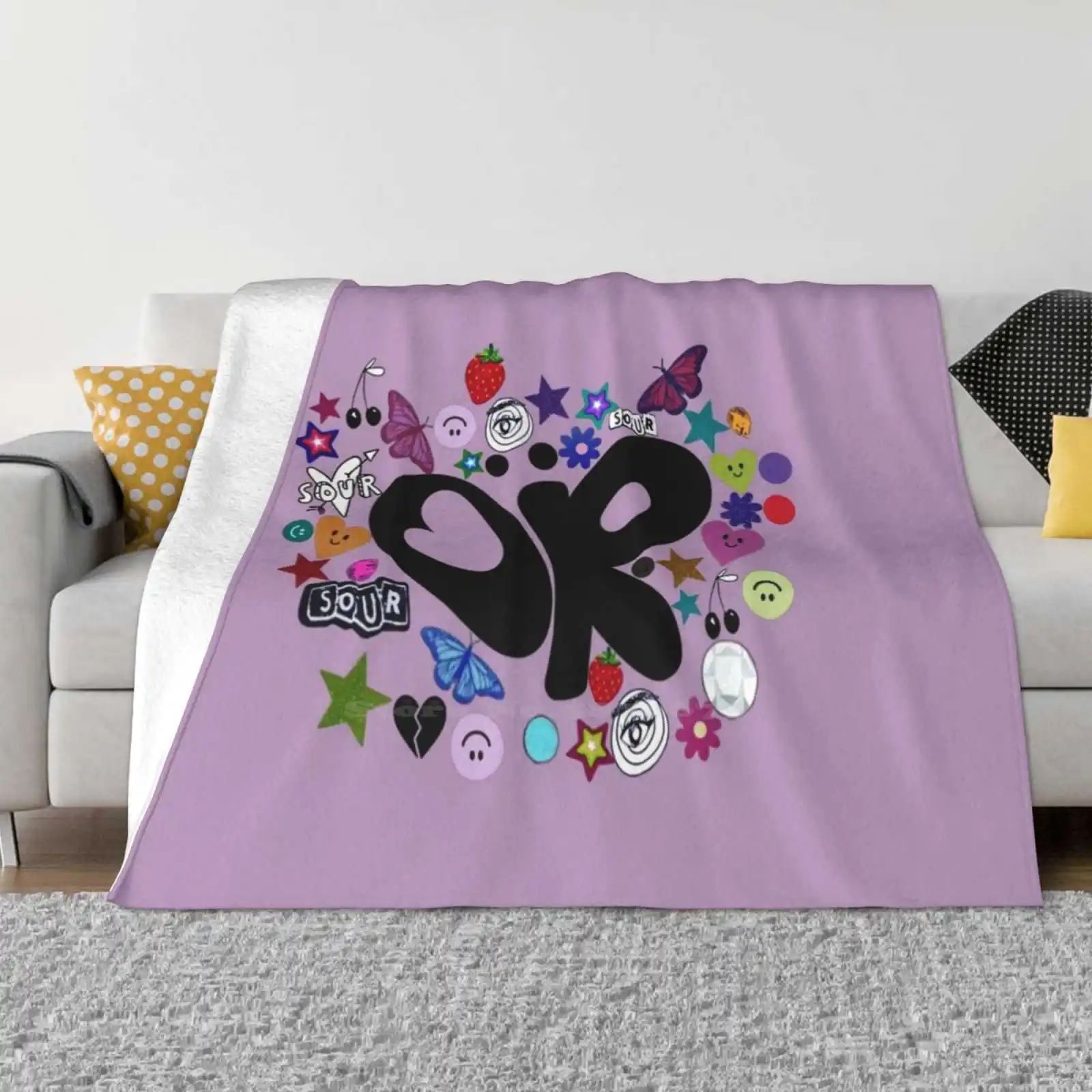 또는 올리비아 로드리고 로고, 신 스티커 포함! 올리비아 로드리고 사우어 앨범 인쇄, 고품질 따뜻한 플란넬 담요, 핫 세일 