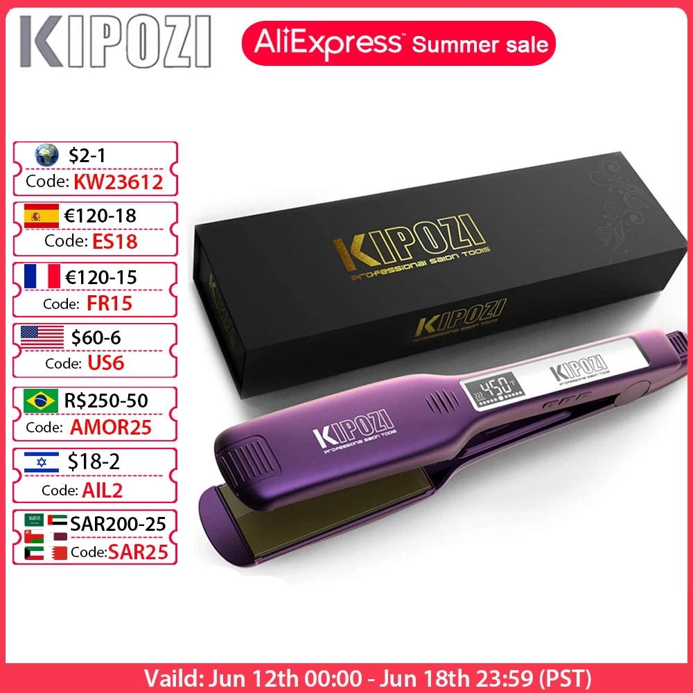 Kipozi Kp139 Professional Hair Straightener Fast Heat Smart Timer Flat