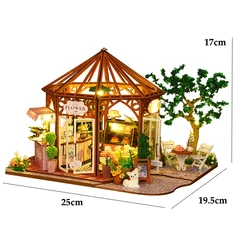 Charming Wooden Dollhouse Kit with Furniture and Lighting - DIY 3D Puzzle for Home Decoration and Gifts (JTES013-A no cover)