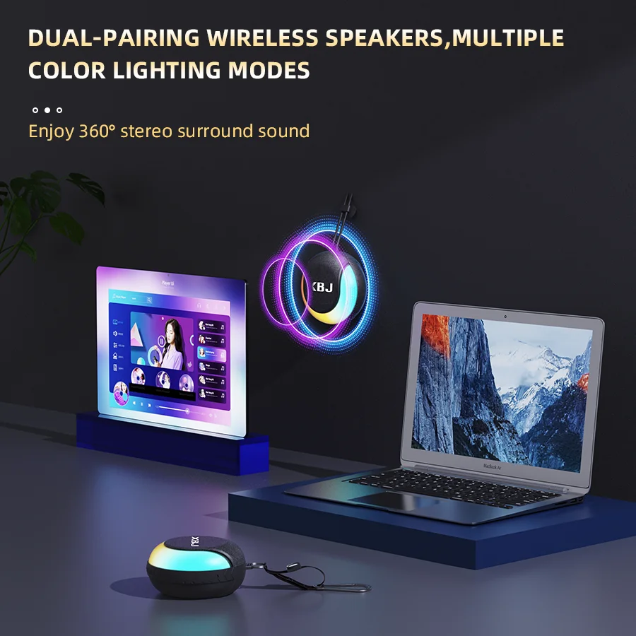 XBJ Portable Bluetooth Speaker Waterproof Shower Speaker with LED Light,Floating,True Wireless Stereo for outdoor Kayak Beach 4