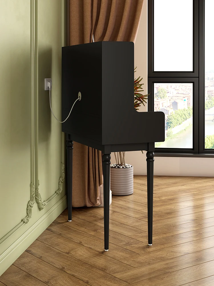 Dresser with LED mirror, vanity table, bedroom furniture, black vanity, multifunctional storage