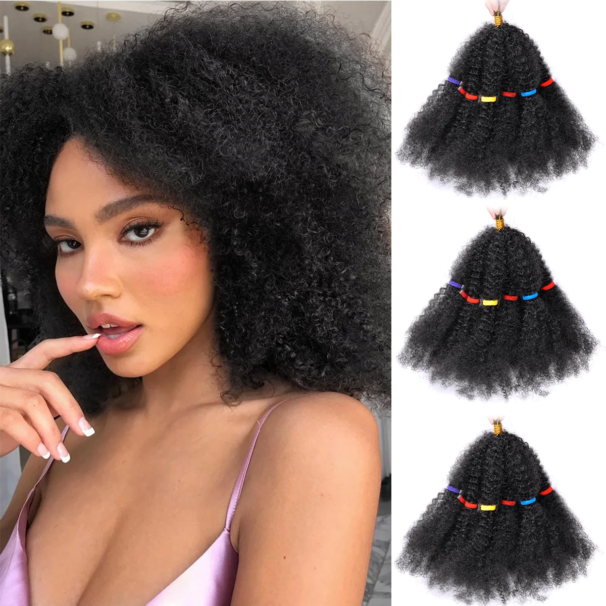 Afro Kinky Hair Pre Stretched Afro Kinky Twist Hair Braiding Hair Kinky Twist Crochet Braids Synthetic Hair Extensions For Women 2