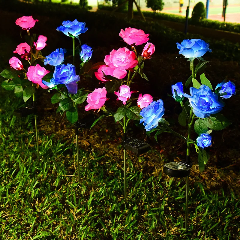 3-7 Heads Solar Lights Outdoor Decorative Solar Dandelion Garden Lights Rose Flower Lawn Lamp for Yard Patio Garden Decor solar lights garden light