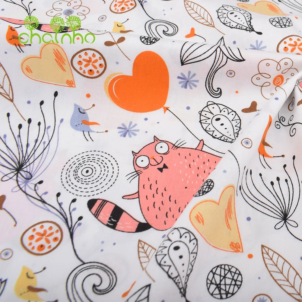 Chainho,Printed Twill Weave Cotton Fabric,Patchwork Cloth,DIY Sewing Material,Quilting Home Textiles, Pink Cartoon Series,CC379