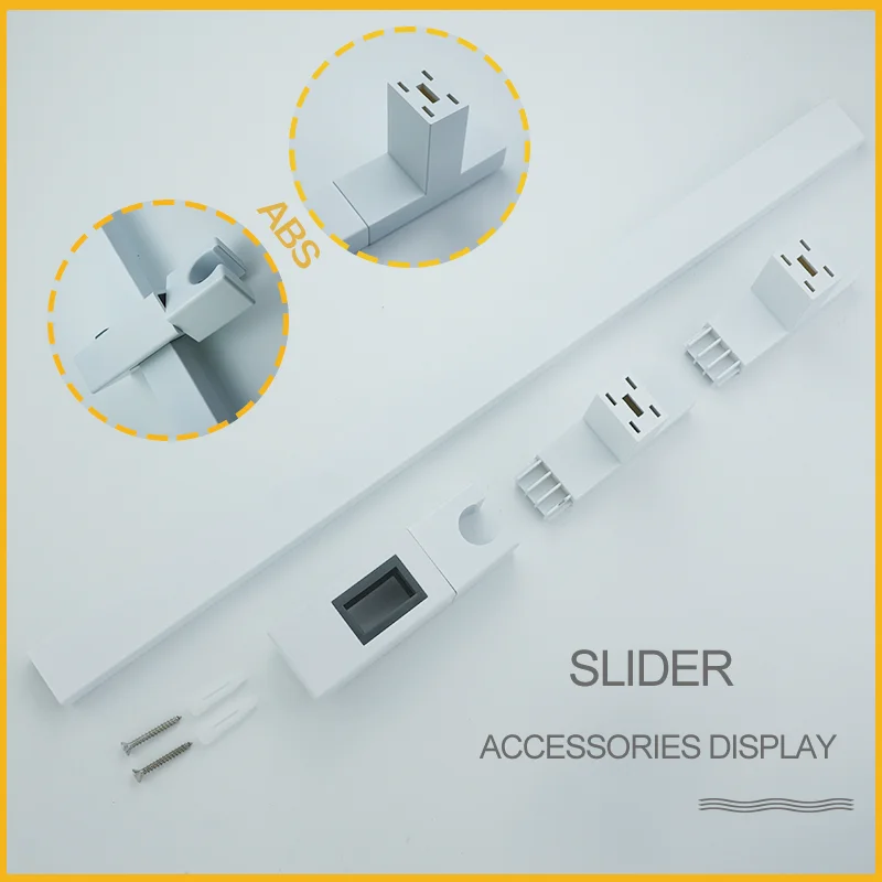 White Shower Rod Wall Mounted Shower Rod Adjustable Slide Set 2 Function Minimalist Style shower set