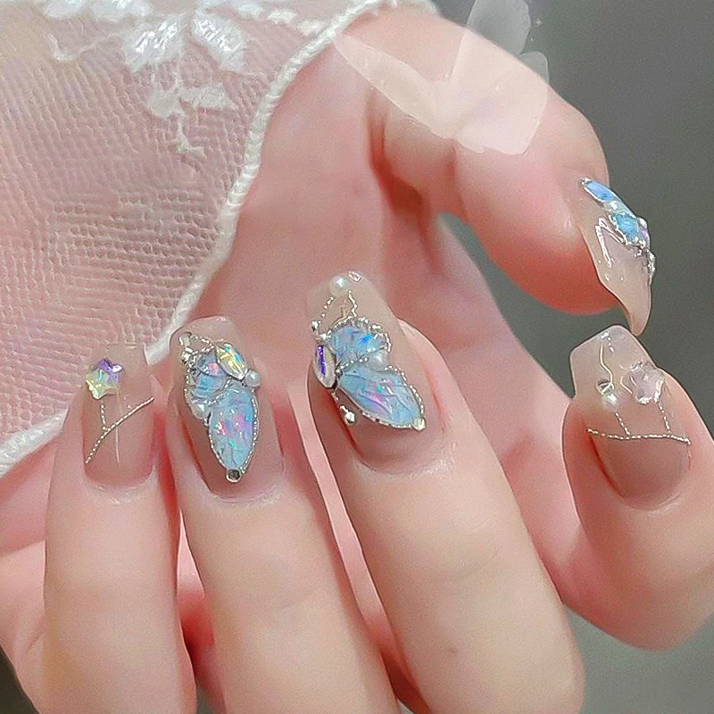 1PC Flash Butterfly Flowers 3D Nail Stickers Self-Adhesive Slider Nail Art Flowers  Decorations Decals Manicure Accessorie 3