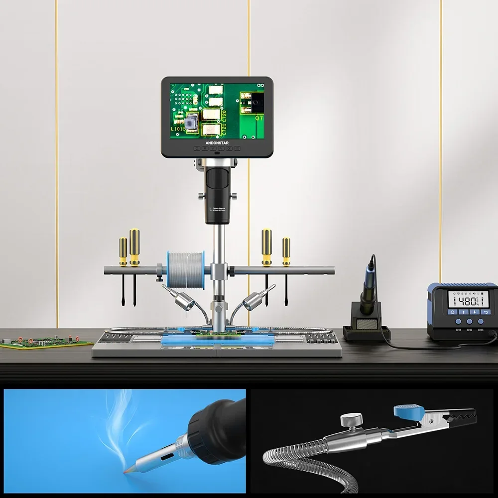 Andonstar 2024 New Trinocular 2000X UHD 2160P HDMI Digital Microscope AD246SM-Plus for PCB SMD Soldering for Phone Repair Tools 5