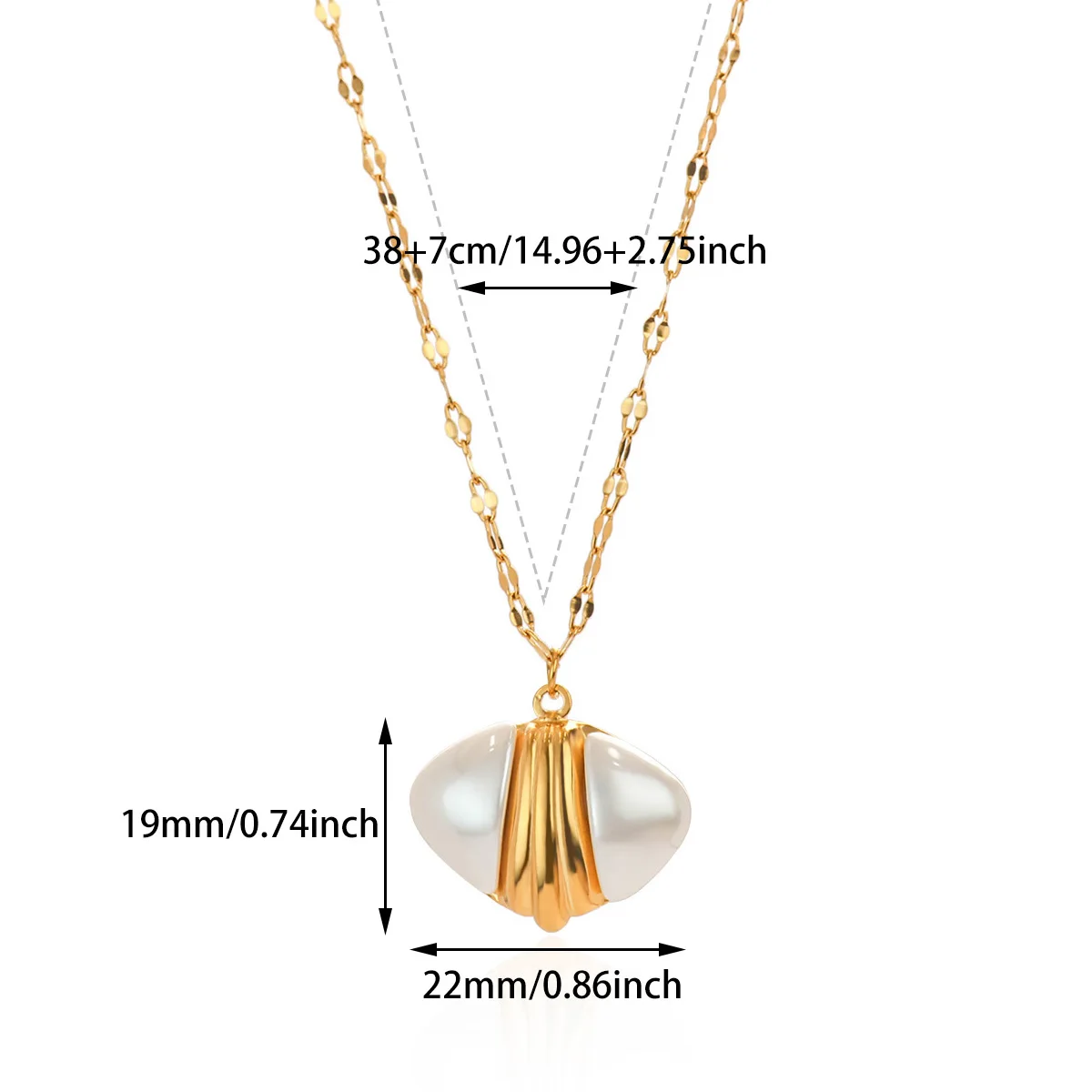 Stainless Steel Geometric Pearl Necklace For Women