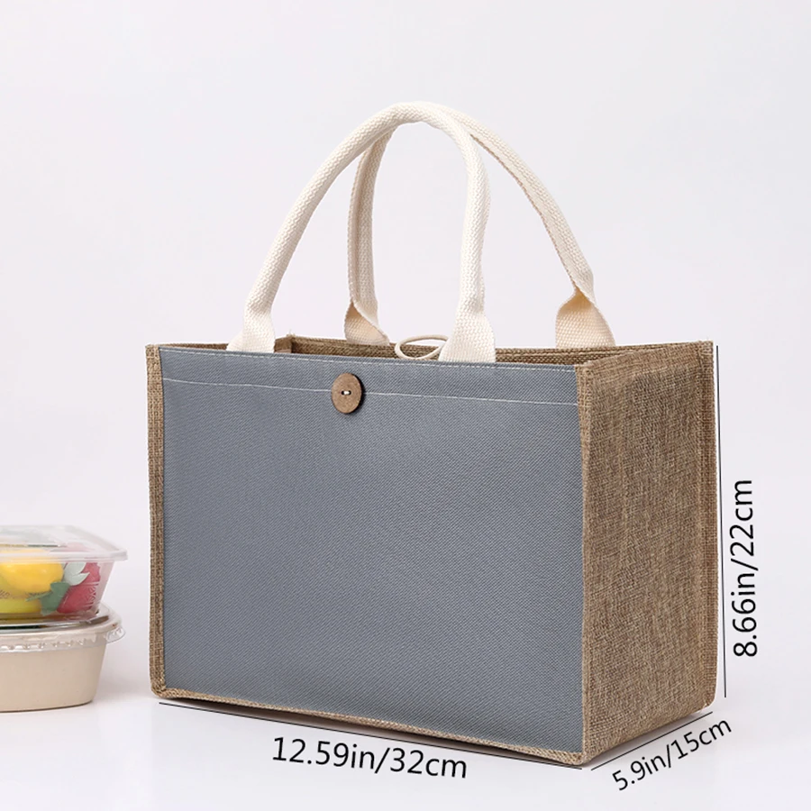 Linen plain color ladies handbag  buckle style fashionable multi-functional gift bag  daily outing shopping storage bag 9