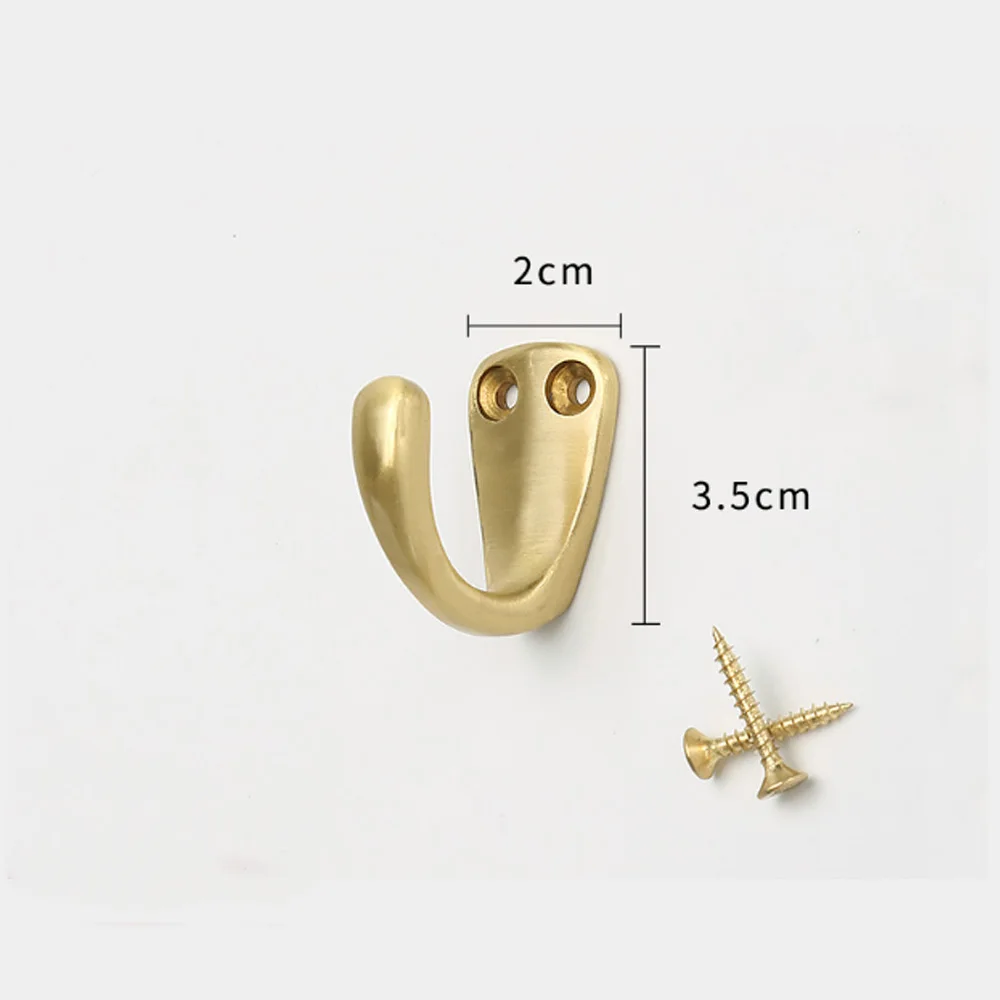 Vintage Hanger Wall Brass Clothes Hook Coat Bag Hat Hanging Hook Metal Door Back Holder Bathroom Kitchen Antique Rack with Screw
