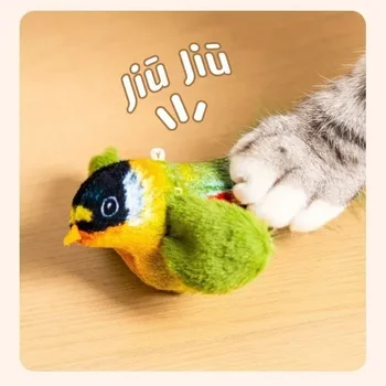 Giocattoli interattivi per gatti per uccelli Uccelli elettrici che suoni Gatto da masticare Morso Giocattoli di peluche Forniture per gatti