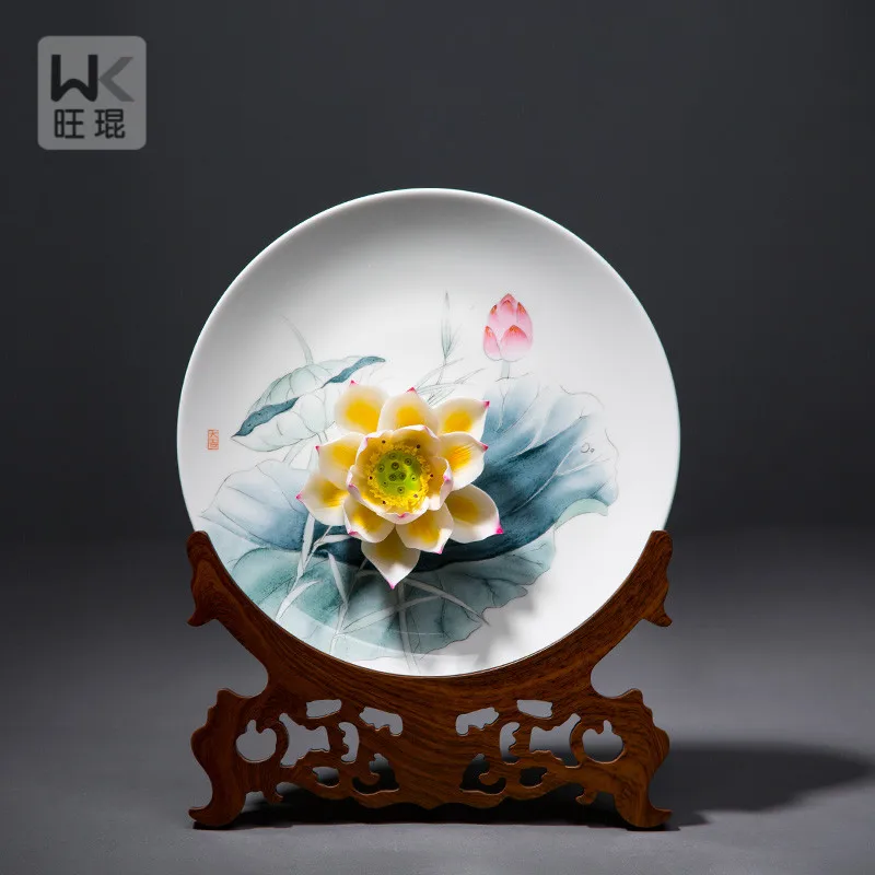 

Porcelain Decorative Plates for Wedding, 3D Flowers, Home Decor Crafts, Room Decoration Accessories, Figurine