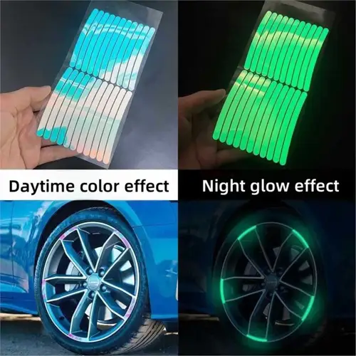 20pcs Car Wheel Hub Reflective Sticker Tire Rim Reflective Strips Luminous for Night Driving Car Bike Motorcycle Wheel Sticker - Image 4
