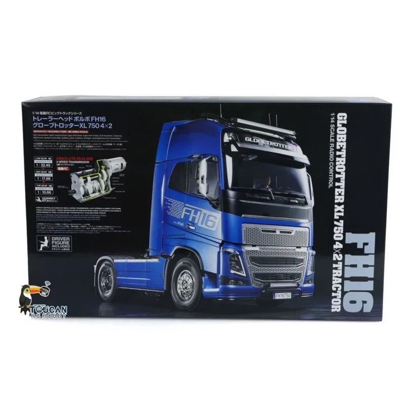 선물 1/14 4x2 RC 트랙터 트럭 키트 56375 FH16 XL750 3단 변속 리모컨 자동차 모델 자동차 장난감 (남아용) TH24179