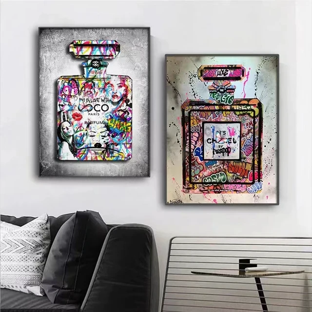 Modern Fashion Perfume Bottle Graffiti Canvas Painting Art Poster