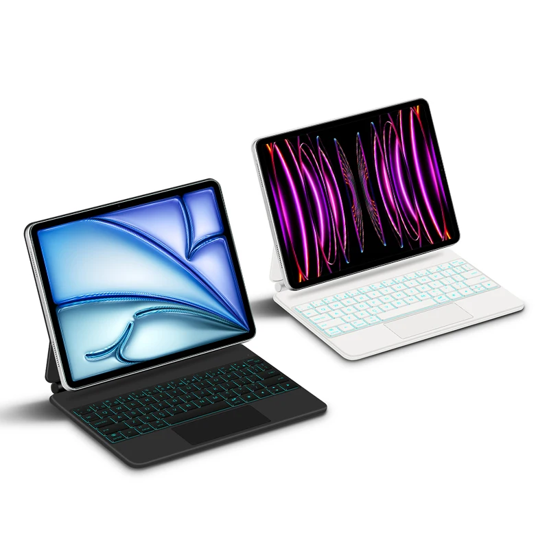 Folio Magic Keyboard For New iPad Air 13 Pro 12.9-Funda Smart Case Portuguese Spanish Arabic German Keyboard Case For Tablet Keyboard Ipad Keyboard Tablet Keyboard Case Bluetooth Keyboard Case