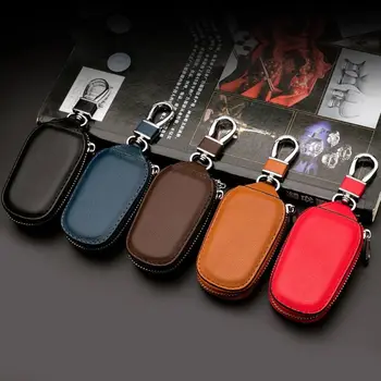 Car Keychain Covers Men Key Holder Leather Car Key Wallets Housekeeper Keys Organizer Zipper Key Case Bag Unisex Pouch Purse 1