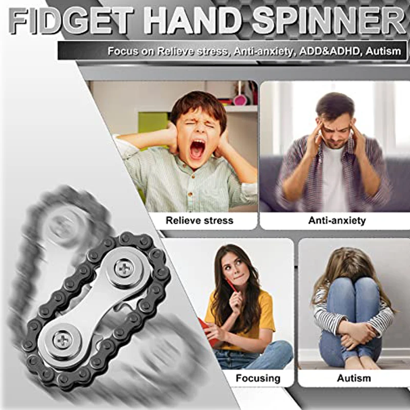 Bike Chain Spinner Fidget Toys For Adults Metal Fingertip Gyroscope Anti Stress Anxiety Desk Toy Sprockets Flywheel Chain Spiner fidget toys