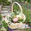 1PC Handmade Flower Arrangement Basket Half Moon Wicker Basket Woven Basket With Handle Wedding Flower Home Decoration 3