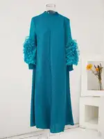LANMREM Maxi Pleated Dress Round Neck Spliced Fungus Full Sleeve Dresses For Women 2025 New Spring Clothing 2Qa1331 - Image 2