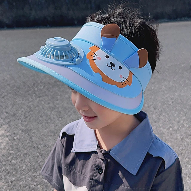 Sombreros de sol con ventilador para niños, sombrero de verano con