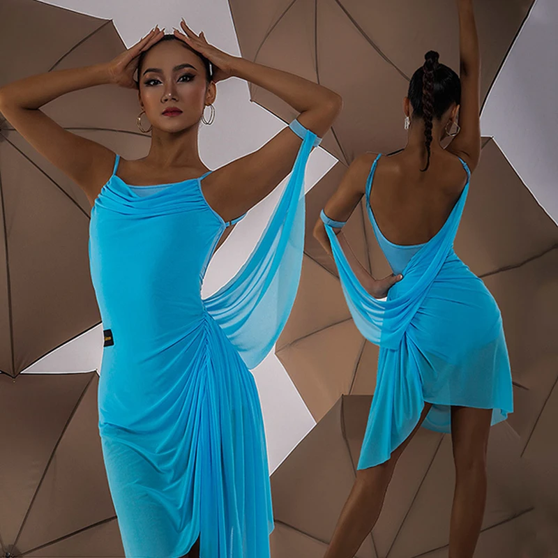 NewLatinDanceDressWomenSummerSuspenderDressAdultLatinPracticeWearBallroomDance