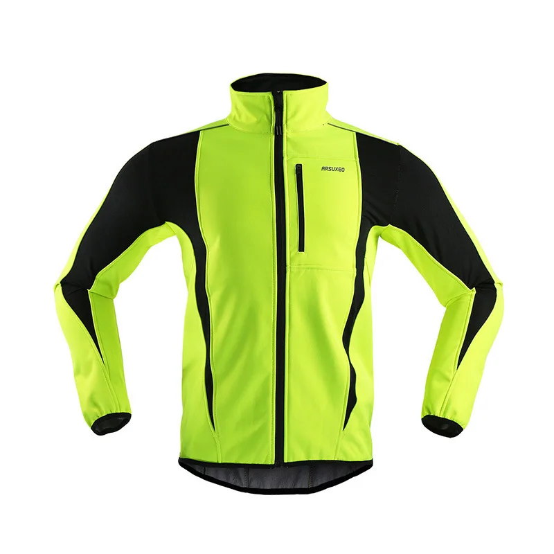 ARSUXEO Winter Men's Cycling Jacket Outdoor Weatherproof Layer Cycling Clothes for Men Fleece Warm Coats Breathable Sports Top