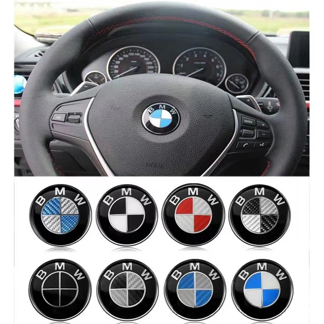 45mm Blue Black Carbon Logo BMW Car Steering Wheel Emblem Sticker For BMW E39 E46 E60 E90 E30 E36 E87 E91 E92 F10 F20 F30 X1 X3