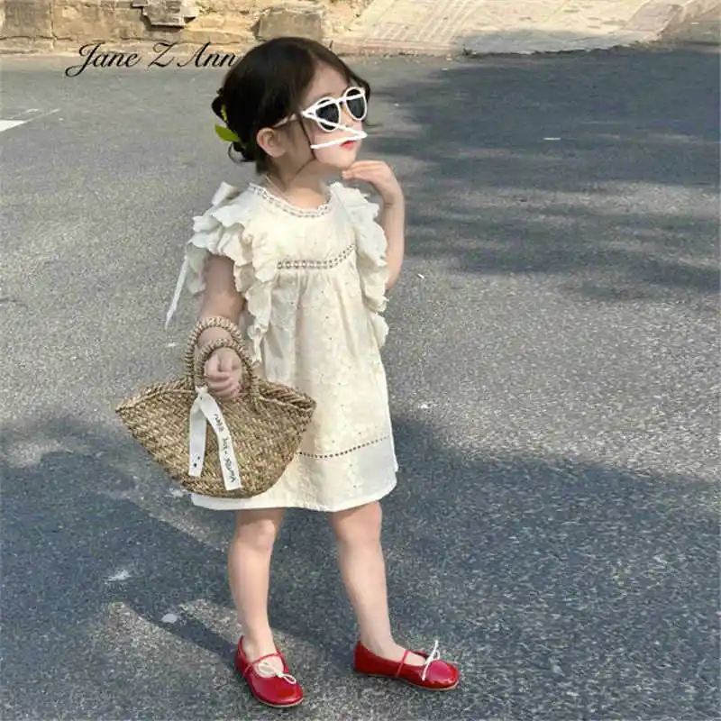 

Elegant Princess Girls Lace Dress Summer Cotton Breathable Kids A-Line Dress Casual Toddler Boho Dress Children Costumes 1-7Yrs