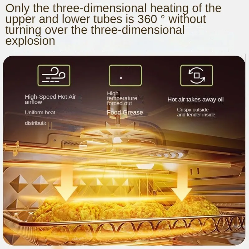 12L Oven 3 baking levels 60 minutes timer Upper and lower tube heating Steam Frying Temperature control Multi-Function Roaster 5