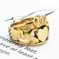 Claddagh Style Hand to Hold a Heart with Crown Ring 316L Stainless Steel Jewelry Celtic Knot Biker Women Ring 1