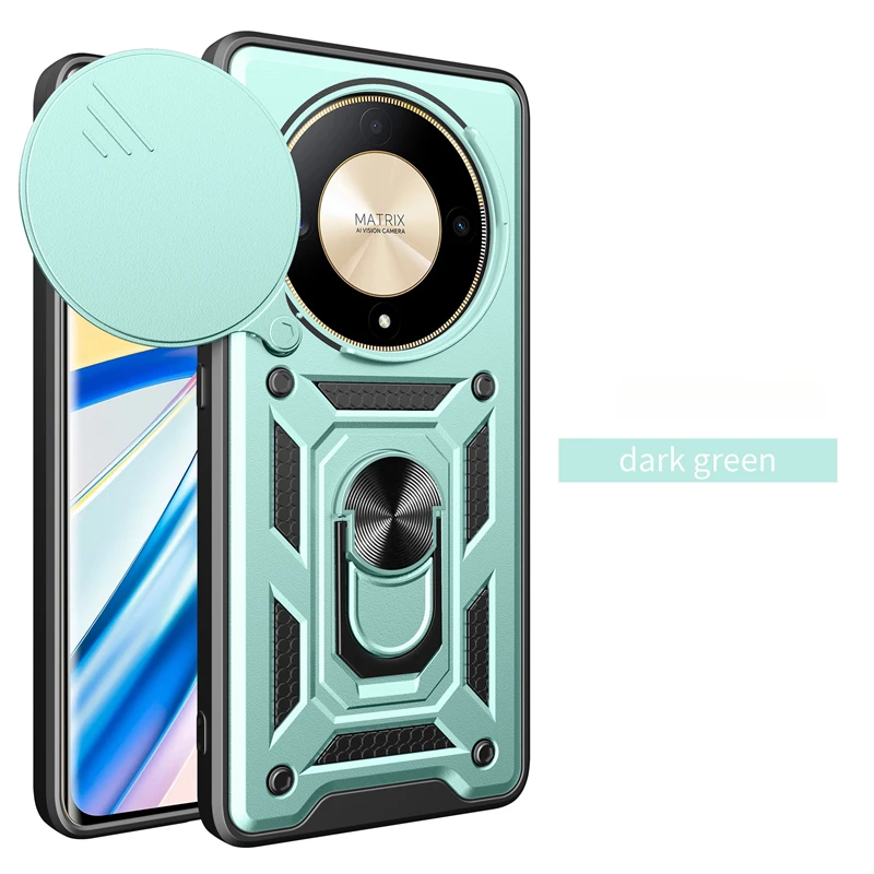 Magnetic Ring Holder Armor Case for Honor Magic5 Lite 5G - Durable Camera Protection, 6.67 Back Cover