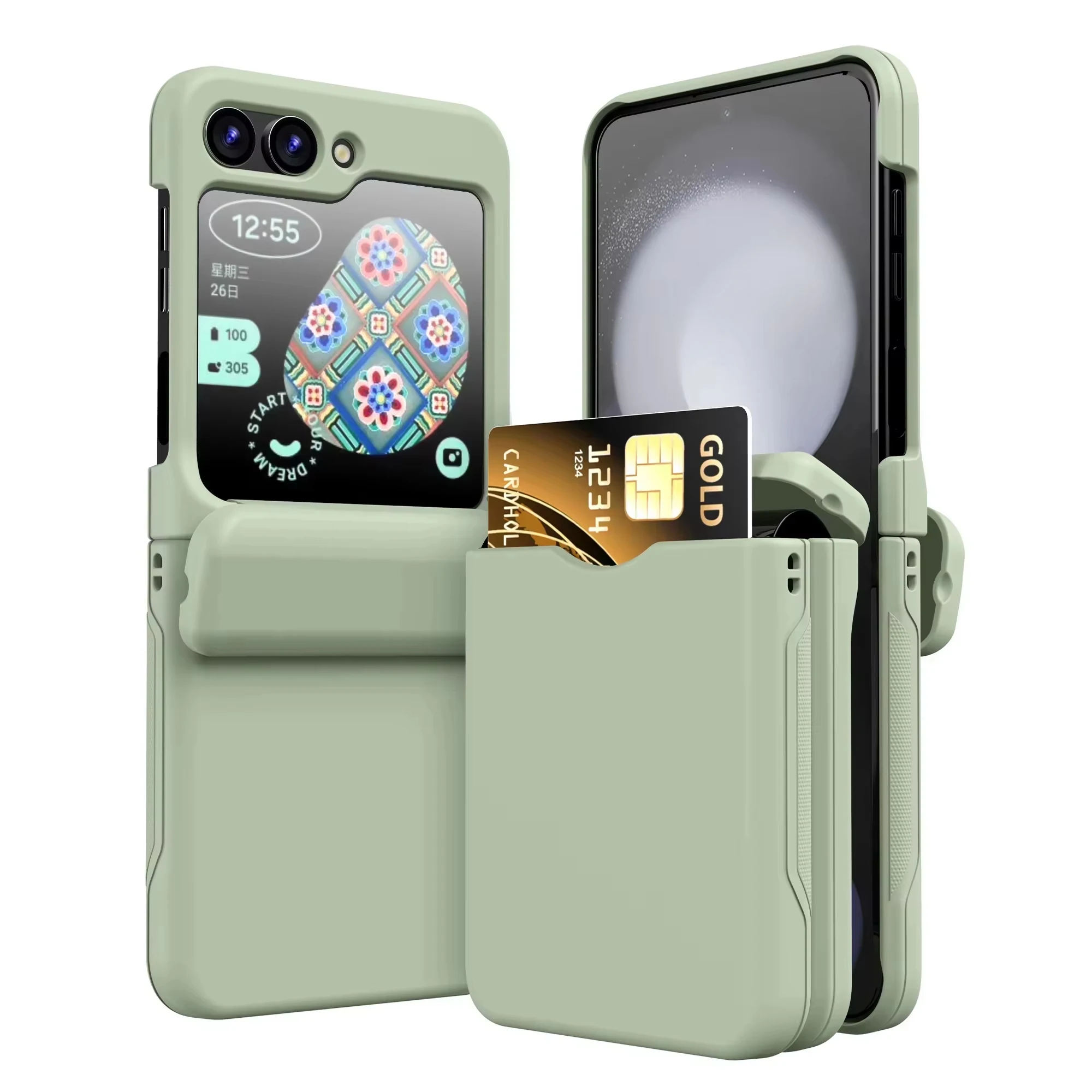 Shockproof Flip Cover Card Holder Phone Case with Fall Protection