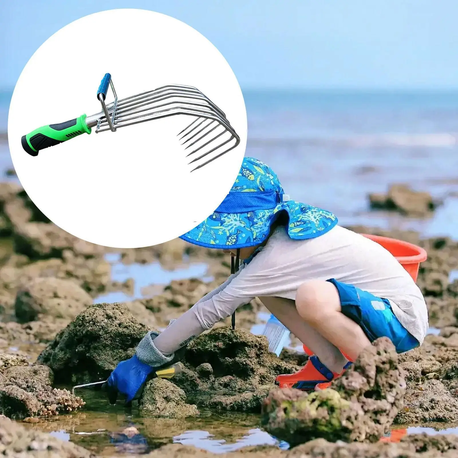 Hand Rake Weeding Lightweight Small Garden Hand Rake Loosening Soil Rubber Handle Digging for Patio Backyard Lawn Yard Work