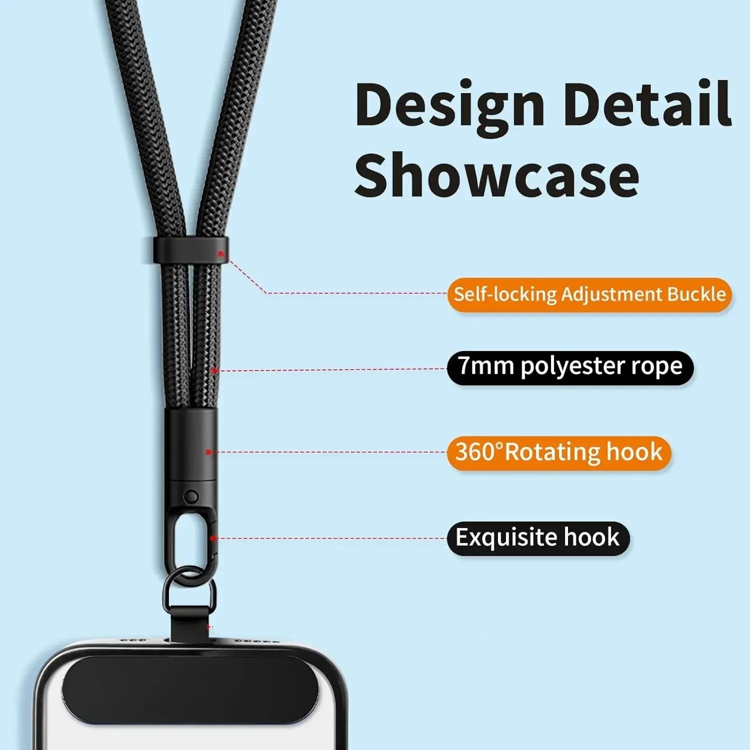 Durable Universal 360° Rotation Mobile Phone Lanyard Strap