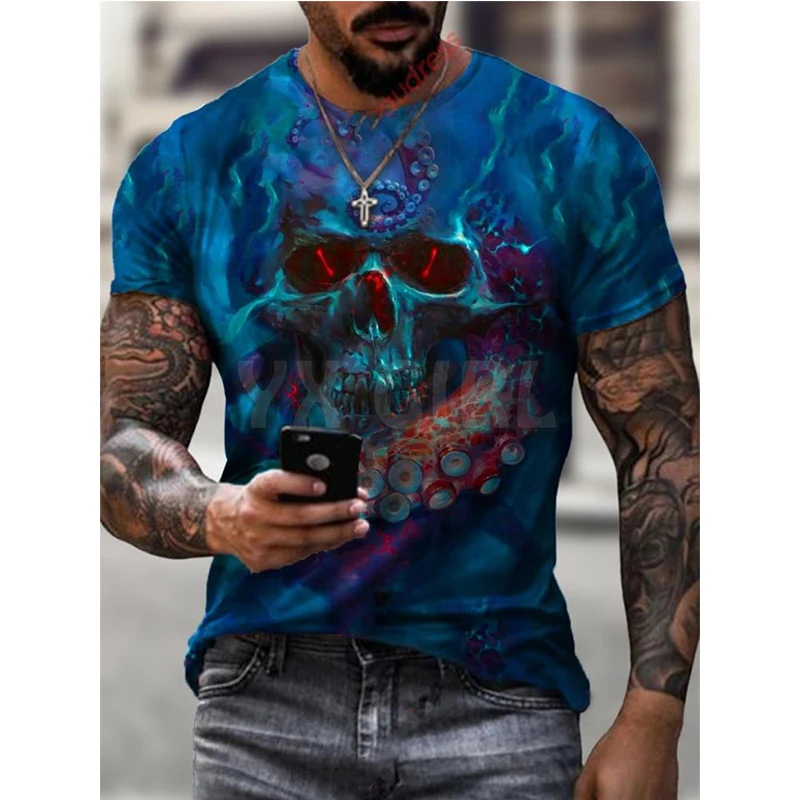 

2022 Summer Hell Skull Art 3D All Over Printed T Shirts Tee Tops shirts Unisex Tshirt Halloween Gift