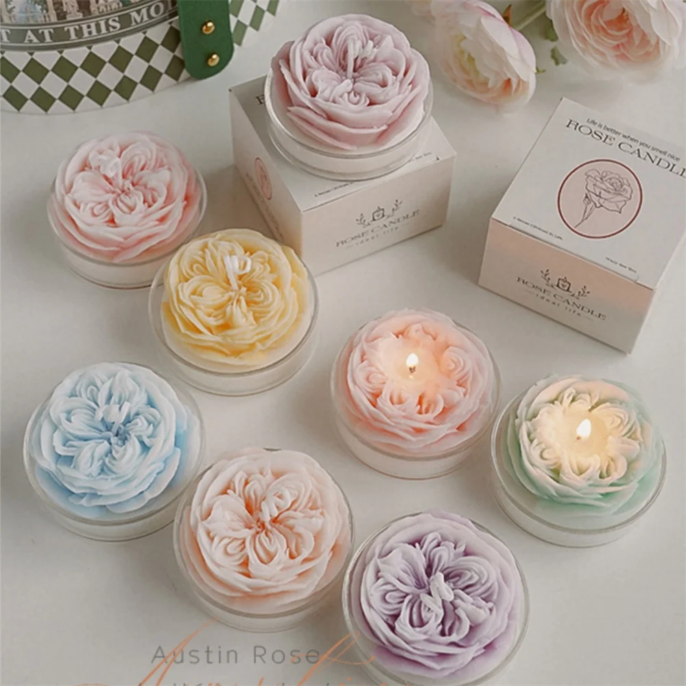 Flower Silicone Candle Mold Food Grade Rose Flower Scented Candle Mould Diy Handmade Soap Making Chocolate Cake Mold Baking Tool silicone mold