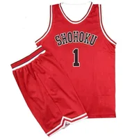 2PCS Red Wearable Basketball Jersey Sets Unisex Short Summer Casual Sports Sleeveless Jersey Hisashi Mitsui Shirts Uniforms 1