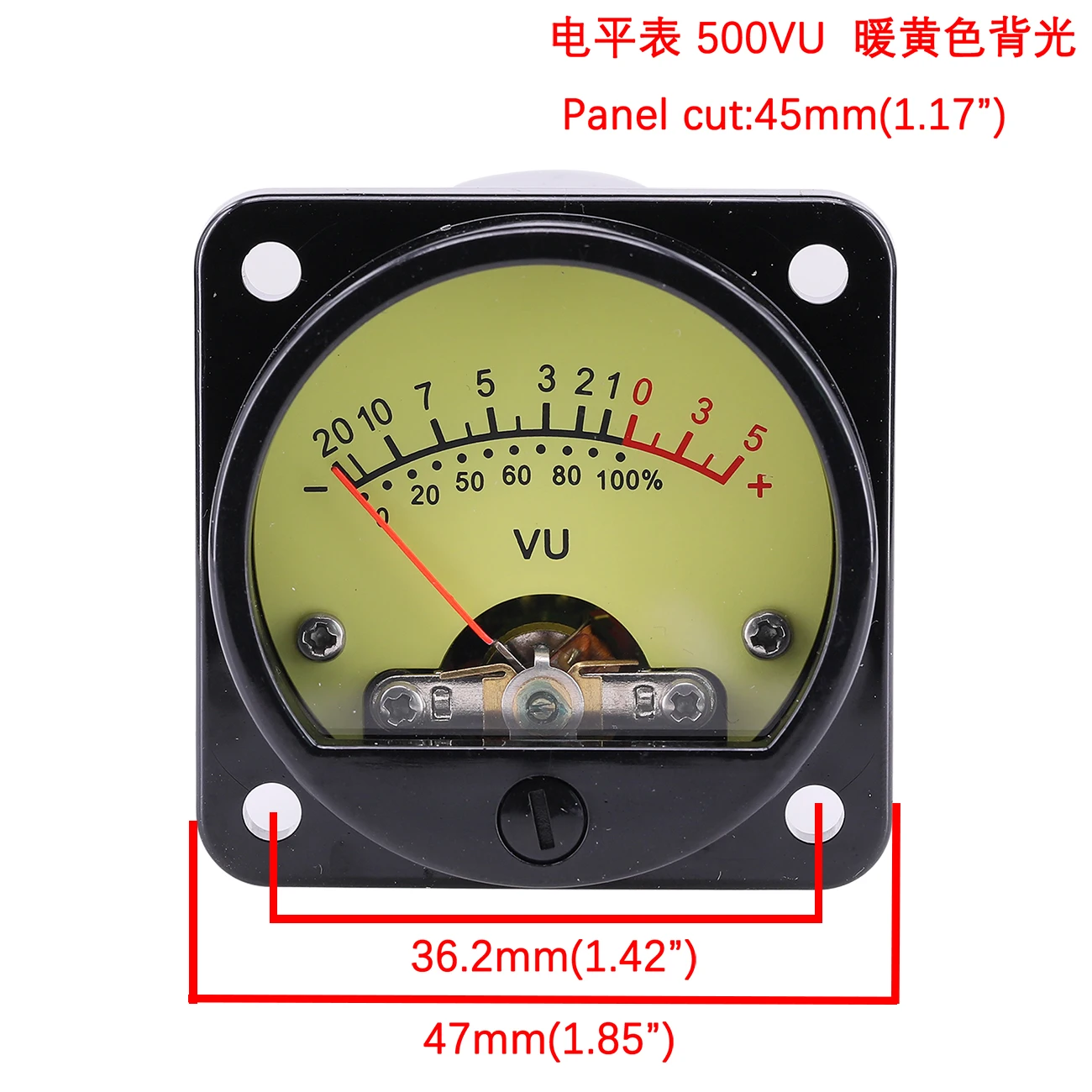 드라이버 보드가있는 2PCS VU 미터 오디오 레벨 표시기 AC/DC 6-12V 45mm 패널 VU 미터 500VU LED 백라이트 오디오 레벨 앰프