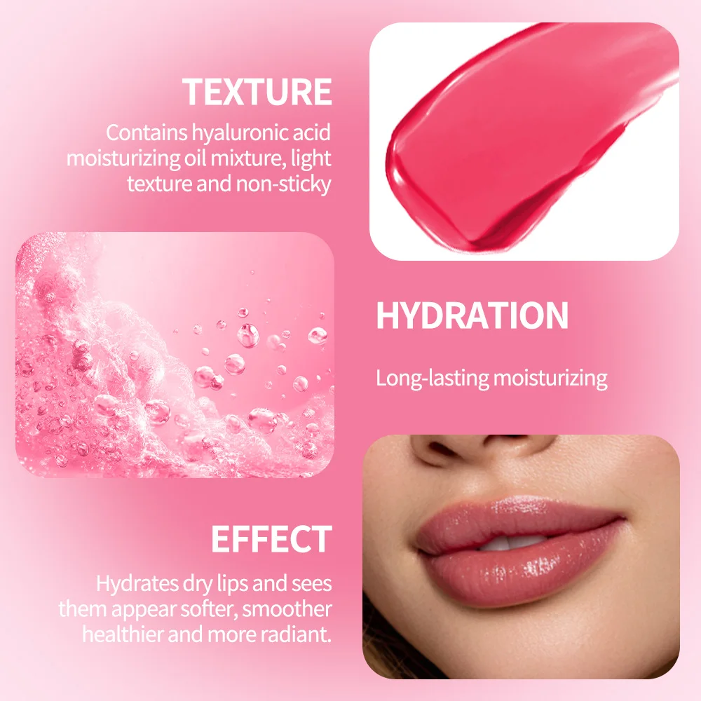 Glossy Hydrating Lip Balm - 24HR Long-Lasting Moisturizing Treatment with Plumping Effect in 10 Shades