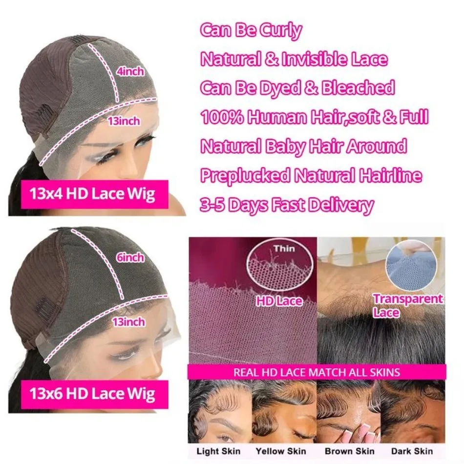 13X6 Hd Lace Frontal Wig Deep Wave Human Hair Wigs Curly Lace Front Wig Brazilian Natural Black 250 Density 40 Inch Pre Plucked