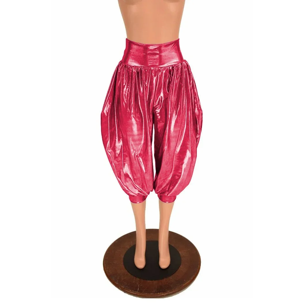 Novelty High Waist Loose Casual Pants Hologram Laser Sissy Sexy Midi Bloomer Pants High Street Unisex Adult Bottoms Clubwear