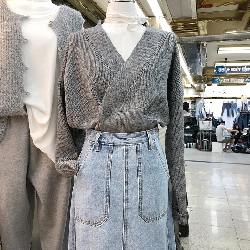 

V-Neck Knitted Women Sweater Cardigan Winter New Design Button Long-Sleeved Casual All Match Female Outwear Tops