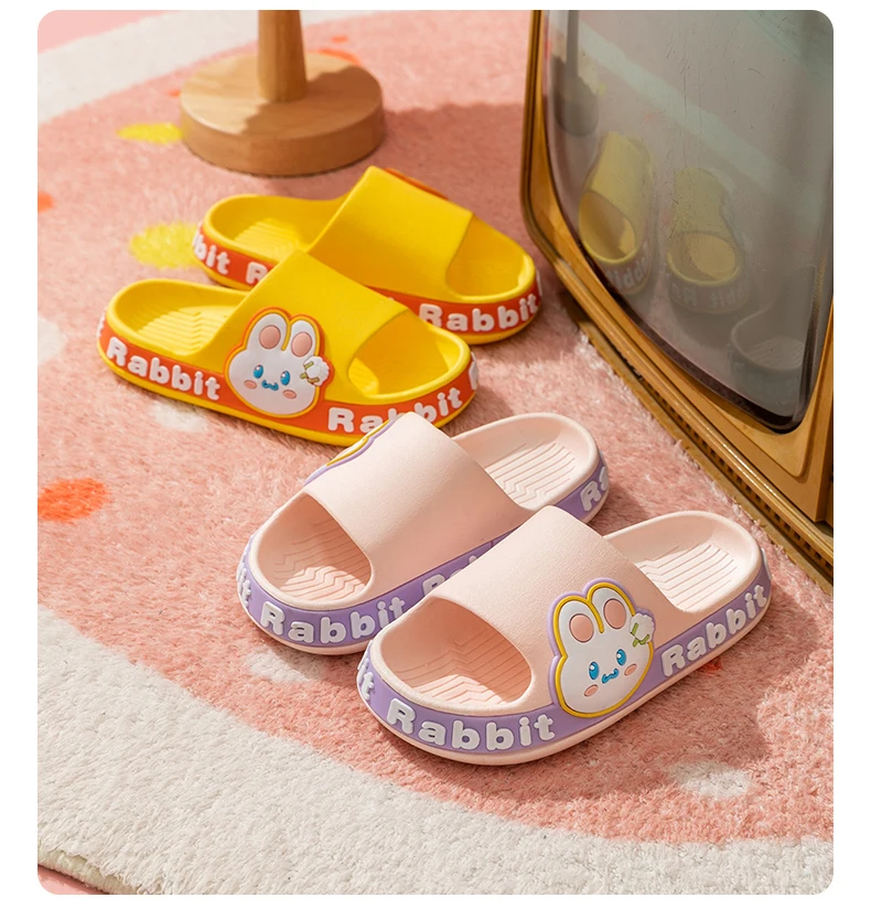 2022 New Summer Kids Slippers For Boys Girls Beach Indoor Outdoor Cute Carton Rabbit Children Shoes Soft Non-Slip Home Slippers children's shoes for sale