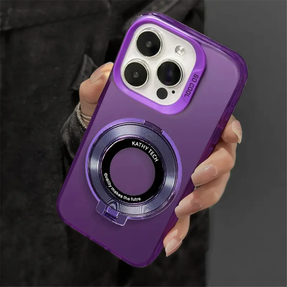 Shockproof Acrylic Phone Case with Magnetic Stand Holder - Durable and Stylish Protection